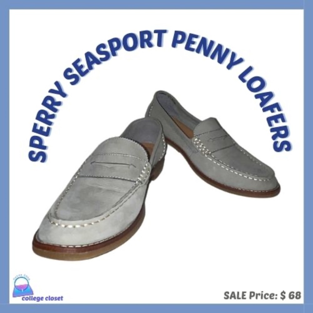 Sperry Grey Penny Loafers